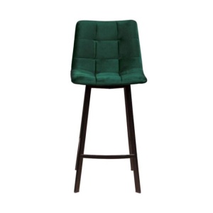 Стул полубарный UNO, бархат зелёный / чёрный профиль