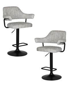 Набор 2 шт Стул барный DOBRIN CHARLY BLACK, светло-серый твид (LEO04)