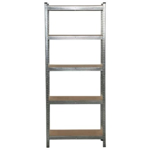 Стеллаж металлический BOOMHOUSE (БУМХАУС) безболтовой, 1800x750x350 мм, 5 полок МДФ, нагрузка на стеллаж до 875 кг, серебристый, 291411