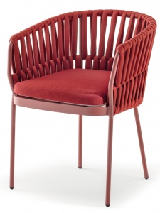 Кресло плетеное с подушкой Soho красный