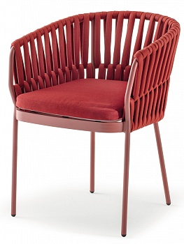 Кресло плетеное с подушкой Soho красный