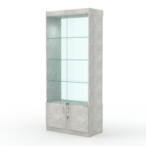 Витрина "АСТРА" №1 (с дверками, задняя стенка - стекло), Метрополитан Грей
