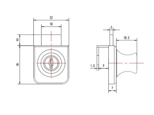 Замок мебельный для стеклянной двери d19х19мм №407 с ответной планкой, сталь, хром