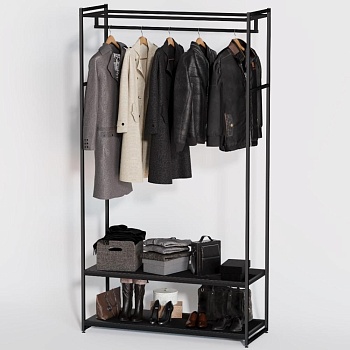 Стеллаж для одежды в стиле Лофт A22120-09-ЧЧ (220х120х45)