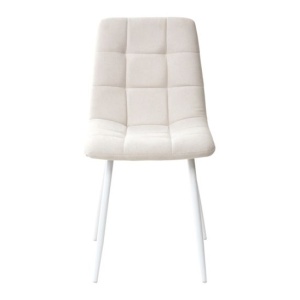 Стул CHILLI бежевый, ткань, белый каркас