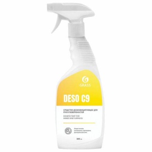 Антисептик кожный дезинфицирующий спиртосодержащий (70%) 600 мл GRASS DESO C9, готовый раствор, распылитель, 550023