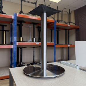 Основание стола круглое из нержавеющей стали размером 50 см (устойчивое) для больших столешниц, модель 4107