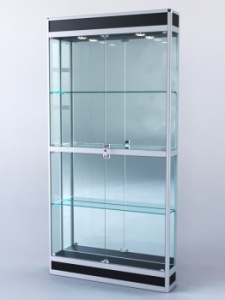 Витрина "ПРЯМОУГОЛЬНАЯ" №3-200-3 (задняя стенка - зеркало), Черный