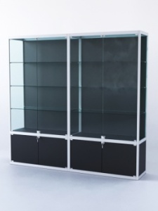 Витрина "ПРЯМОУГОЛЬНАЯ" №2-2м-400-1 (задняя стенка - ДВП), Черный
