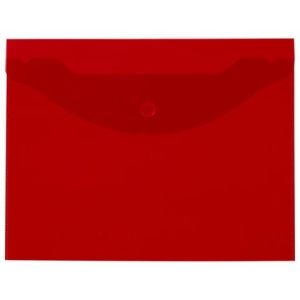 Папка-конверт с кнопкой прозрачная МАЛОГО ФОРМАТА, А5, BRAUBERG "UNIVERSAL", красная, 0,15 мм, 273068