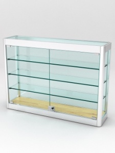 Витрина из профиля настенная "ВАЙБ ИКС" №3-3П-С-170 (задняя стенка Cтекло), Дуб Золотистый