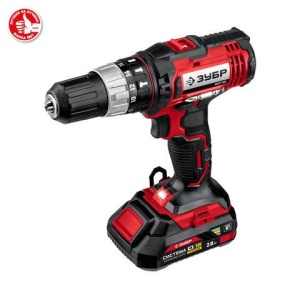 Дрель-шуруповерт ударная АККУМУЛЯТОРНАЯ ЗУБР ДШУ-185-22, с двумя аккумуляторами 2 Ач, 18 В