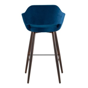 Стул барный Саймон, велюр темно-синий