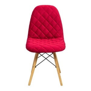 Стул Eames V, мягкий велюр, брусничный красный