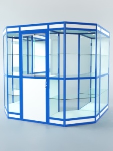 Павильон торговый из профиля пристенный №3в, Белый + Делфт голубой U525 ST9