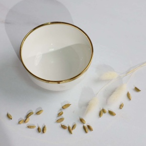 Тарелка глубокая MOONSHINE, керамика, белый+золото, 13*6,8см