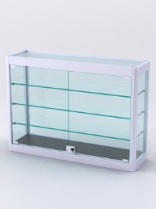 Витрина из профиля настольная "ВАЙБ" №3-3П-С-200 (задняя стенка Стекло), Черный