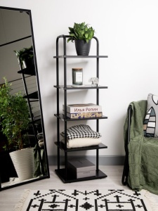 Стеллаж Отрада узкий с 5 полками из ЛДСП, 400х330х1260Н, черный/черный