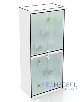 В-406-Д Витрина  задняя стенка ДВПО цвет Белый с черной кромкой