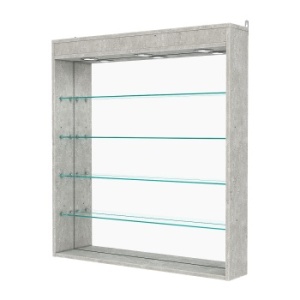 Витрина настенная №4-4Г с зеркалом и с подсветкой, Метрополитан Грей