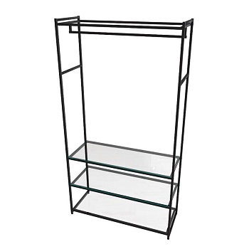 Стеллаж для одежды в стиле Лофт AС22120-11-Ч со стеклом (220х120х45)