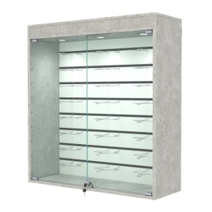 Витрина настенная №4-2БГ с экономпанелью, без полок, с подсветкой, Метрополитан Грей