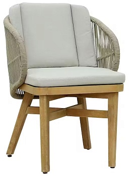 Кресло обеденное деревянное с подушками Mali натуральный
