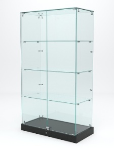 Витрина стеклянная "ИСТРА ХИТ ПРОДАЖ" №5 (с дверками, задняя стенка - стекло), Черный