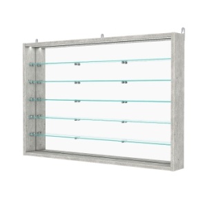 Витрина настенная №3-8ГУ с зеркалом и с подсветкой, Метрополитан Грей