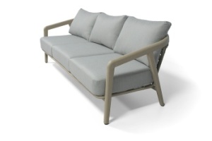 "Брюссель" диван трехместный из искусственного ротанга, цвет серый, каркас под дерево (холодно-бежевый)цвет Серый