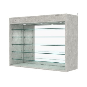 Витрина настенная с регулировочными полками №3-8ГГ-РЕГ с зеркалом и с подсветкой, Метрополитан Грей