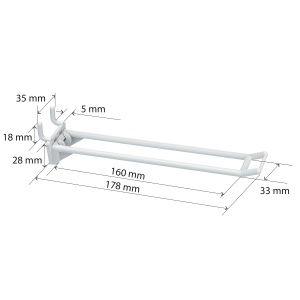 Крючок двойной DOUBLE HOOK-MP-150, белый, в перфорацию, длина 150 мм