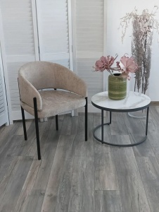 Стул НИКОЛЬ цвет REEF 03 Бежевый, ткань/ черный каркас