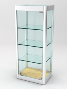 Витрина из профиля настенная "ВАЙБ ИКС" №5-3П-С-220 (задняя стенка Cтекло), Дуб Золотистый