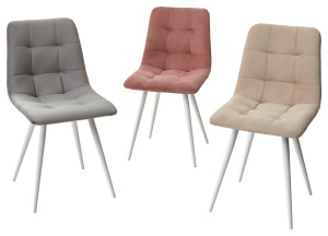 Стул CHILLI-Q розовый #15, велюр / белый каркас, 4 шт/ 1 к,