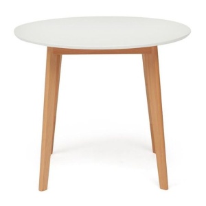 Стол обеденный BOSCO круглый белый/ натуральный