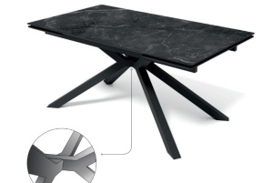 Стол ТАНГО 160 CALACATTA GOLD , керамика / Черный каркас,