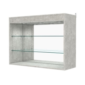 Витрина настенная с регулировочными полками №3-4ГГ-РЕГ с зеркалом и с подсветкой, Метрополитан Грей