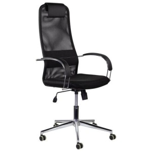 Кресло офисное BRABIX "Pilot EX-610 CH" premium, хром, ткань-сетка, черное, 532417