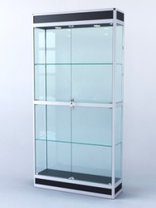 Витрина "ПРЯМОУГОЛЬНАЯ" №3-300-2 (задняя стенка - стекло), Черный