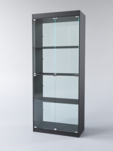 Витрина "АФРОДИТА" №2-2 (с дверками, задняя стенка - стекло), Черный