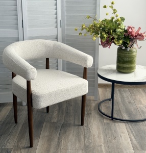 Стул БОНСАЙ (BONSAI), цвет СВЕТЛО-БЕЖЕВЫЙ CLOUD-113, букле / ОРЕХ , ®DISAUR