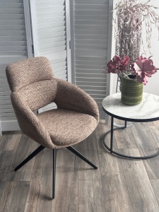 Стул АРНЭ (ARNE) 360 град, цвет КОРИЧНЕВЫЙ EYELASH -171, фактурный шенилл / ЧЕРНЫЙ каркас, ®DISAUR