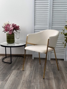 Стул ДИЛЛ (DILL) MOMO-01 молочный, велюр "беспальчиковый"/ золотой каркас