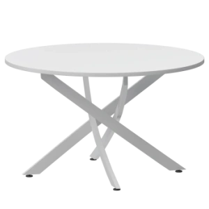 Стол нераздвижной Геометрия Обеденные столы в пластике Геометрия 900 (Н-3823) Супер Белый/Белый муар