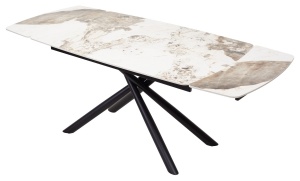 Стол РИВОЛИ (RIVOLI) 140 цвет ПАНДОРА (GLOSS LUXURY PANDORA SOLID CERAMIC) / ЧЕРНЫЙ, ®DISAUR