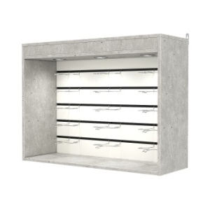 Витрина настенная №3-2ВГ с экономпанелью, без полок, с подсветкой, Метрополитан Грей