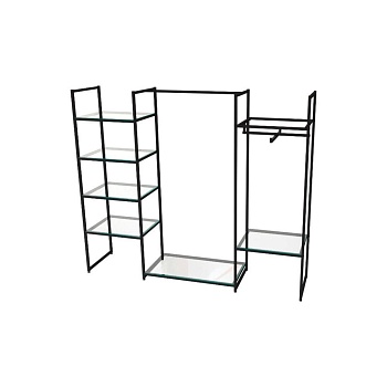 Стеллаж для одежды КС-1707 со стеклом в стиле Loft