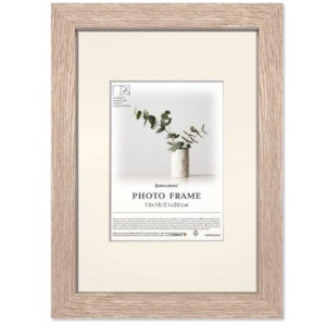 Рамка 21*30см с паспарту 13*18см небьющаяся, багет 26 мм, МДФ, BRAUBERG "Ambassador", цвет дуб, 391367