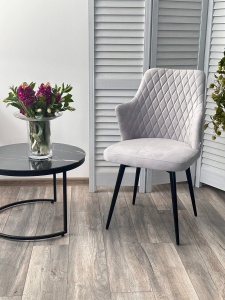 Стул ГЕРМАН (HERMAN) СВЕТЛО-СЕРЫЙ  BM-4, велюр / черный каркас